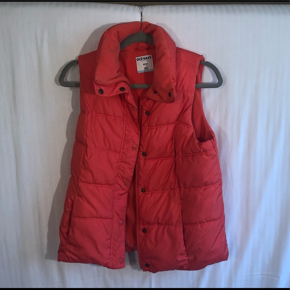 orange puffer vest